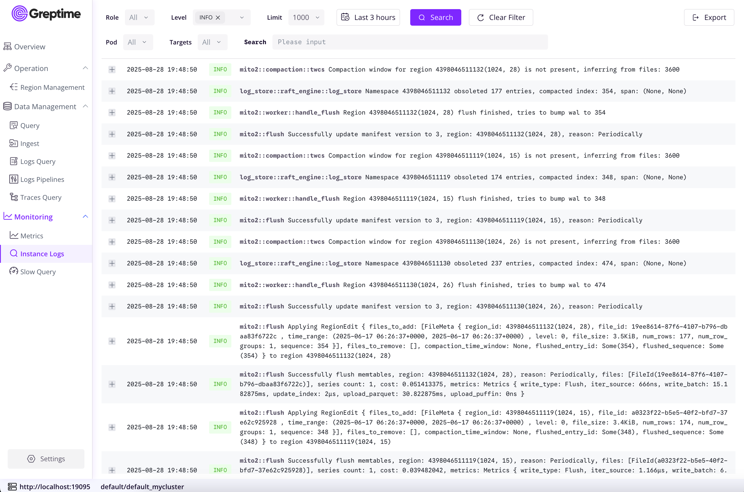 Instance Logs
